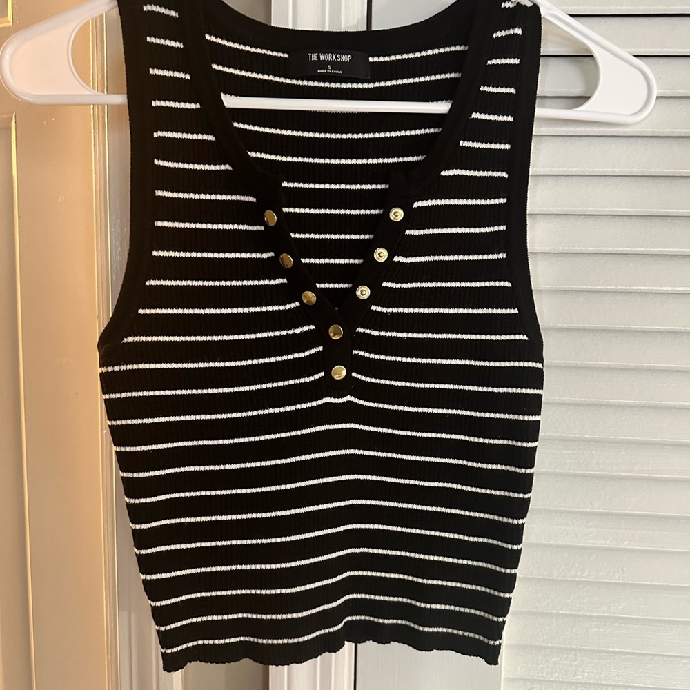 Black and White Striped Women's Top